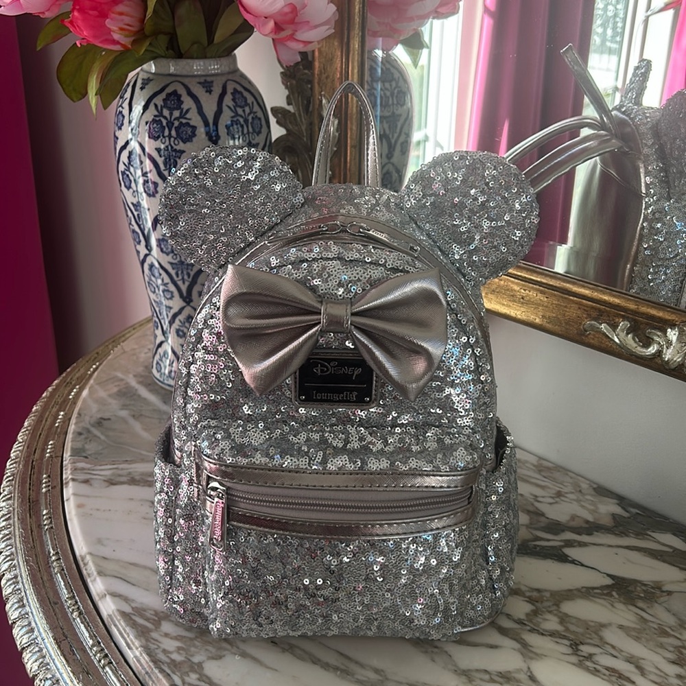 Disney Silver Sparkle Loungefly Backpack